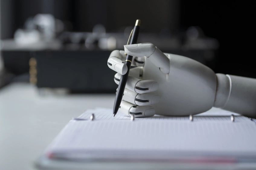 Mano robot cuaderno