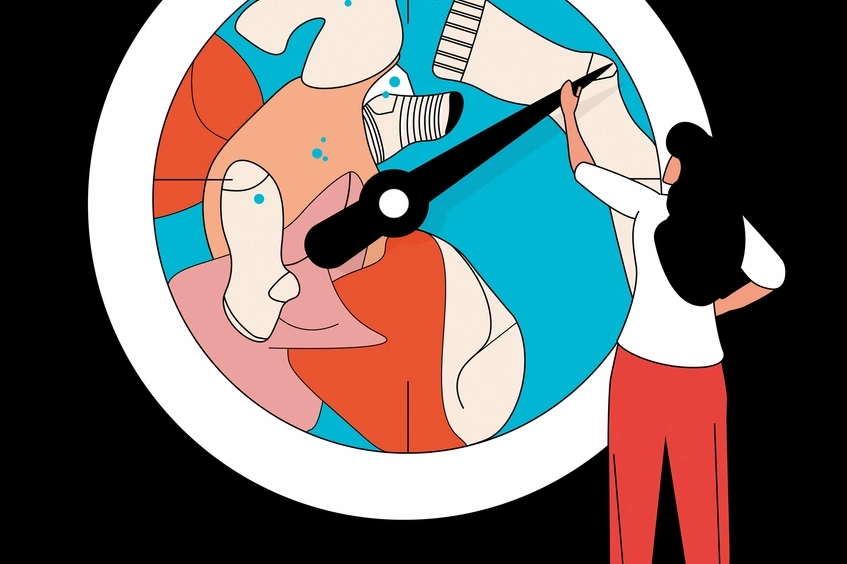 Ilustración reloj trabajo doméstico