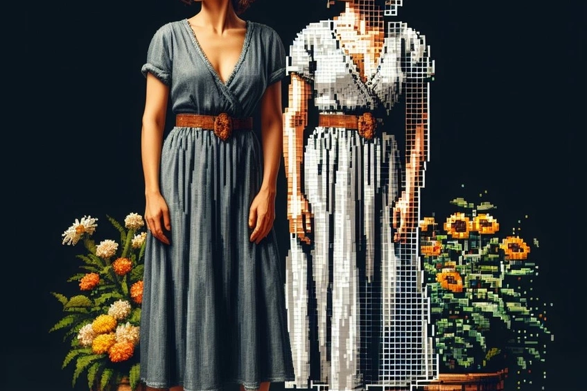 Mujer pixelada digital