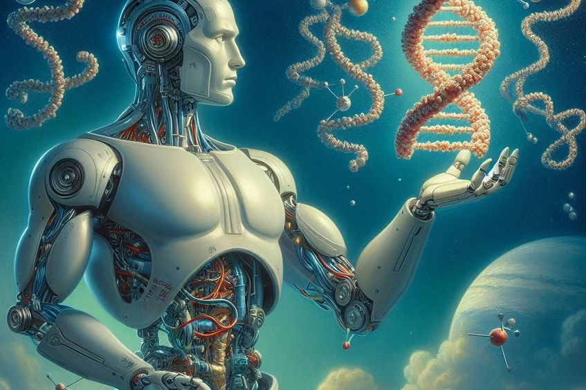 Robot sosteniendo proteínas