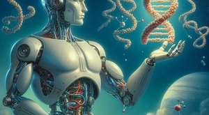 Robot sosteniendo proteínas